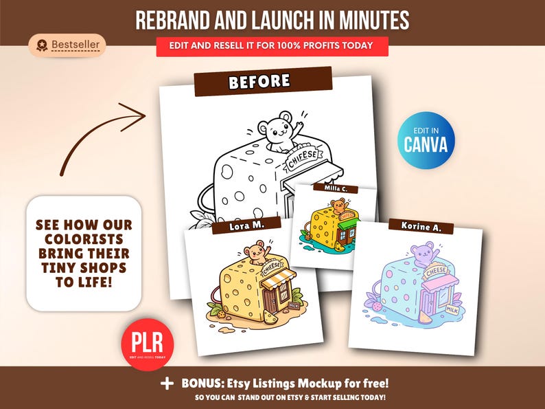 150-page coloring book about little shops PLR & MRR - Image 2