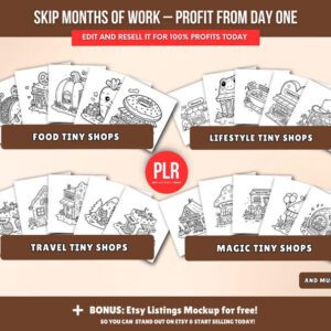 150-page coloring book about little shops PLR & MRR