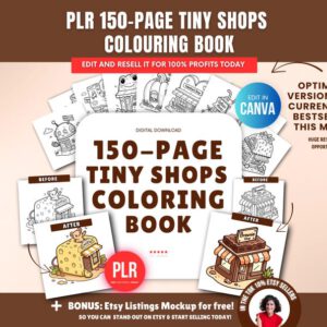 150-page coloring book about little shops PLR & MRR